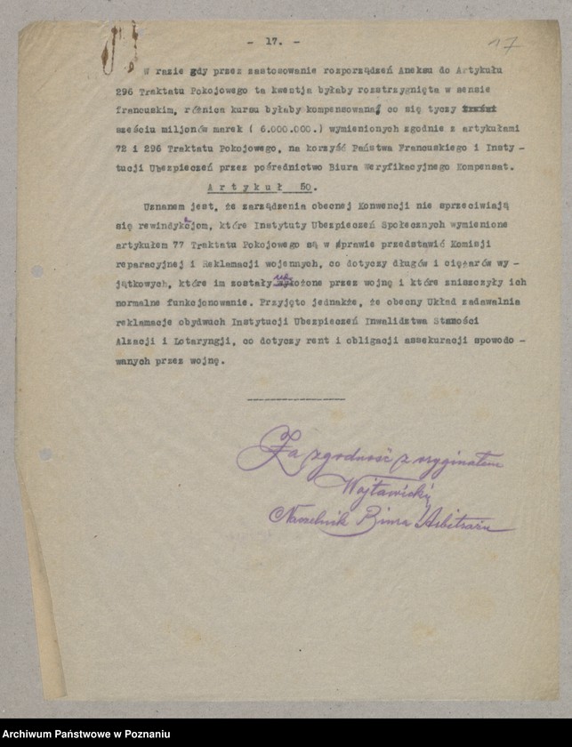 Obraz 19 z jednostki "[Materiały dotyczące rozliczeń Francji z Niemcami zgodnie z Traktatem Wersalskim odnośnie ubezpieczeń społecznych]"