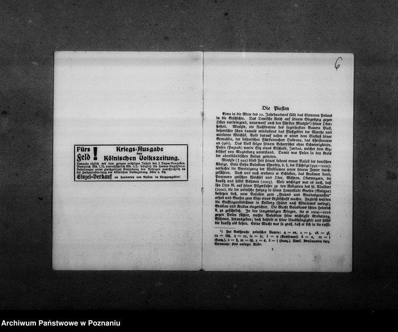 image.from.unit.number "Historia Polski w języku niemieckim w broszurze "Polnische Könige" oraz w gazecie "Deutsche Warschauer Zeitung", ponadto rozprawa o pożyczce wojennej [język niemiecki] i gazeta francuska z 1894 roku "Le Petit Temps" z artykułu na temat socjalizmu we Włoszech"