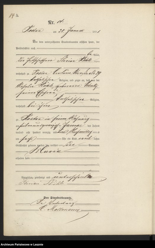 Obraz 17 z jednostki "[Księga urodzeń - miasto]"