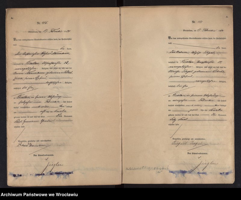 image.from.unit.number "Geburts-Haupt-Register Breslau I 1904 Band 2"