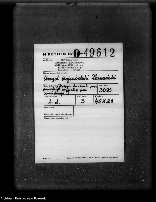 Obraz 2 z jednostki "/Księga kontroli prac parcelacji prywatnej powiatu żnińskiego/"