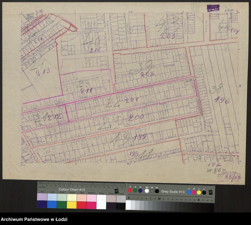 Obraz 1 z jednostki "Plan m. Łodzi 1:2000 z oznaczeniem podziału miasta na Obwody Komitetów Blokowych. Sekcja SO 52"