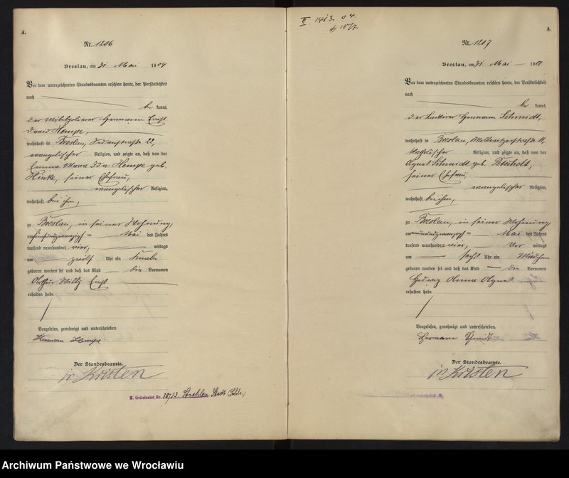 image.from.unit.number "Geburts-Haupt-Register Breslau II 1904 Band 4"