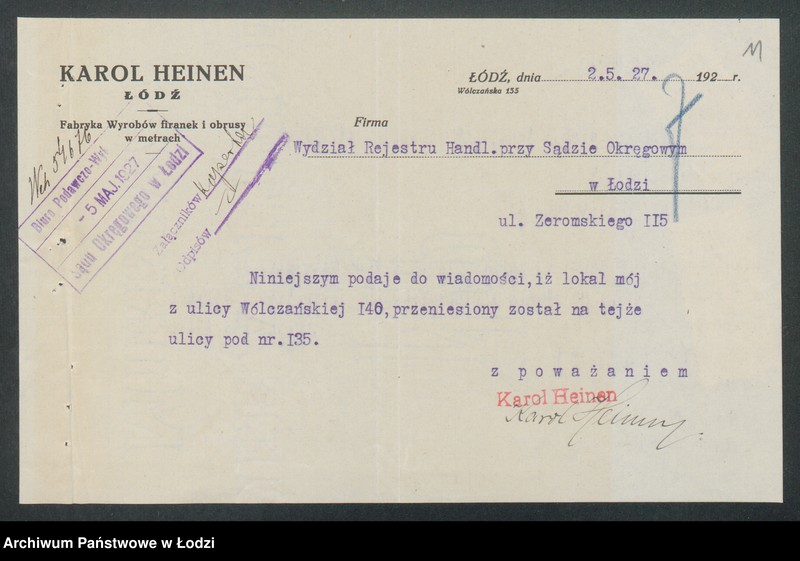 Obraz 13 z jednostki "Karol Heinem – sprzedaż przędzy i manufaktury"