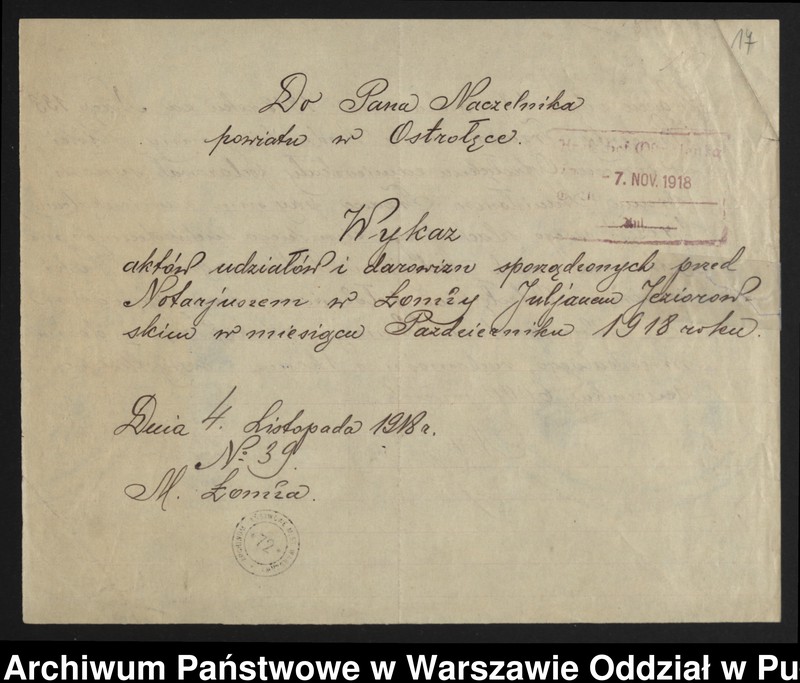 image.from.unit.number "Akta organizacyjne, okólniki [m.in. regulamin służbowy, wykaz organizacyjny powiatu ostrołęckiego, wyciągi z ustaw]"