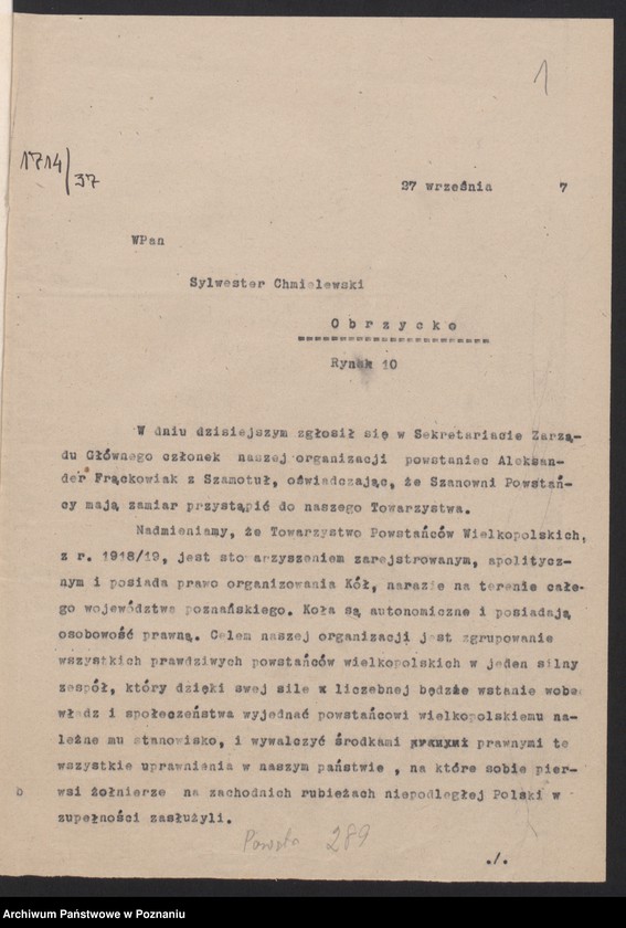 Obraz 4 z jednostki "Obrzycko, powiat Szamotuły - akta koła."