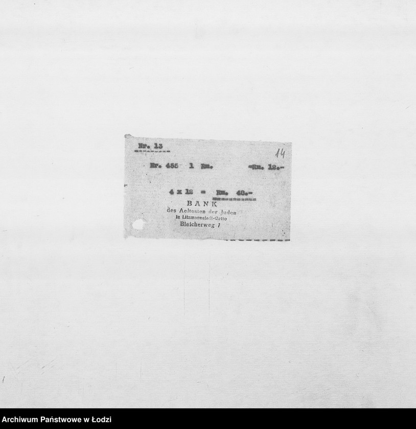 Obraz 17 z jednostki "Banken [Korespondencja PSŻ z GV i bankami niemieckimi w sprawie przekazów pieniężnych dla wsiedlonych do getta Żydów z Rzeszy]"