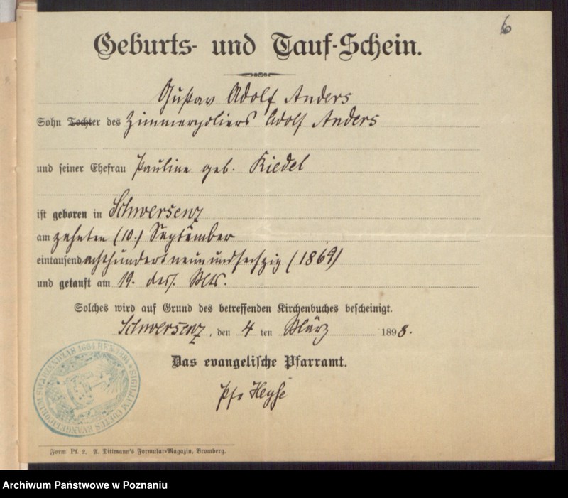 Obraz 8 z jednostki "Die von den Verlobten beigebrachten Urkunden zur Eheschliessung pro 1898"