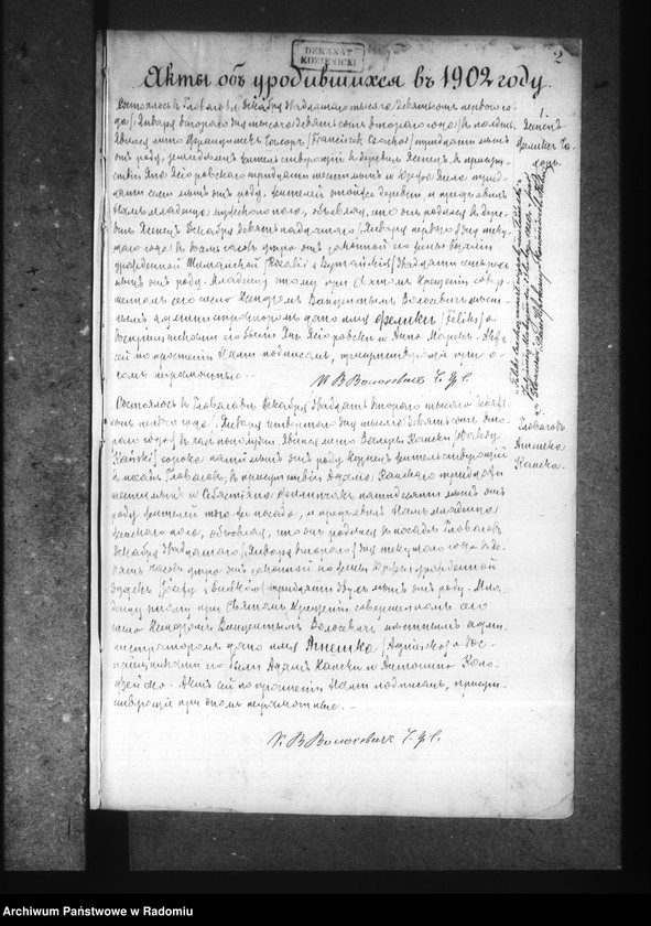 image.from.unit.number "Dublikat aktov graždanskago sostoâniâ ob urodivših, brakosočetavšihsâ i umerših v rim. kat. prihode Glovačev za 1902 god"