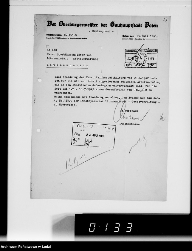 Obraz 18 z jednostki "Sonderkonto 12300. Arbeitsamt Posen Judenlager des Oberbürgermeisters von Posen"