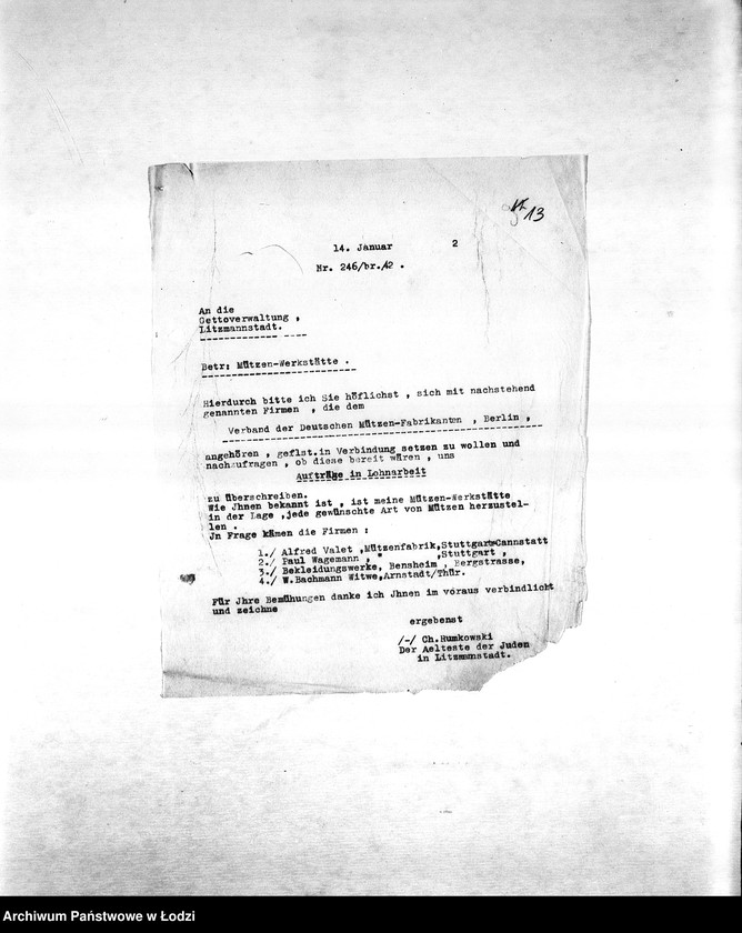 Obraz 16 z jednostki "[Resorty pracy M-P. Niemieckie zamówienia skierowane do resortów pracy, produkcja, zapotrzebowania materiałów do produkcji]"