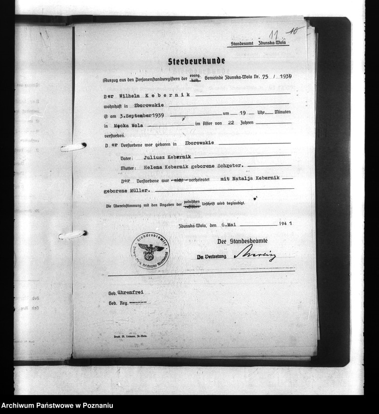 Obraz 15 z jednostki "Wykazy miejscowych Niemców, którzy zginęli w 1939 roku. Kreis Sieradsch (Sieradz)"