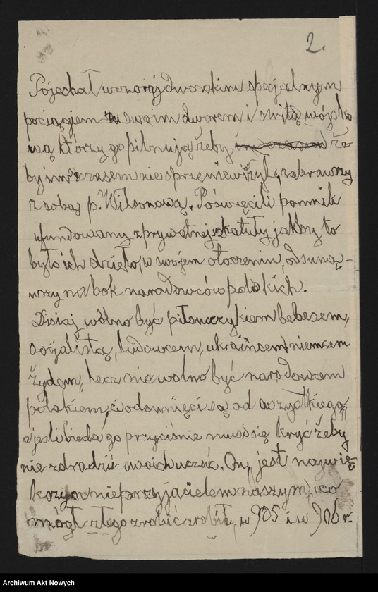 image.from.unit.number "N.N.; Dotyczy roli I. Mościckiego przy odsłonięciu pomnika W. Wilsona, sprawy brzeskiej, prześladowania narodowców; L.1"