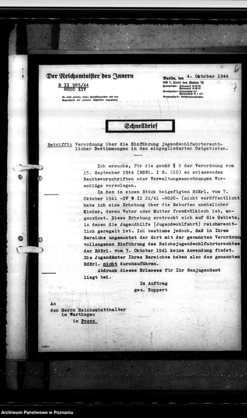 Obraz 10 z jednostki "Einführung jugendwohlfahrtrechtlicher Bestimmungen in den Ostgebieten"