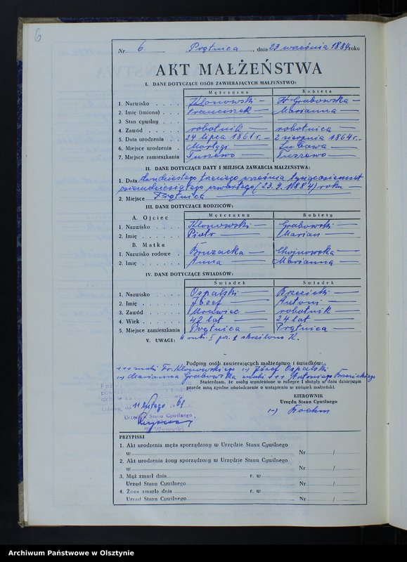 image.from.unit.number "Ksiega małżeństw Nr 1 - 11,1 - 14,1 - 14,1 - 6,1 - 14 i 1 - 6 /przepisana w języju polskim z oryginału niemieckiego w dniach 11.02.-16.02.1961/"