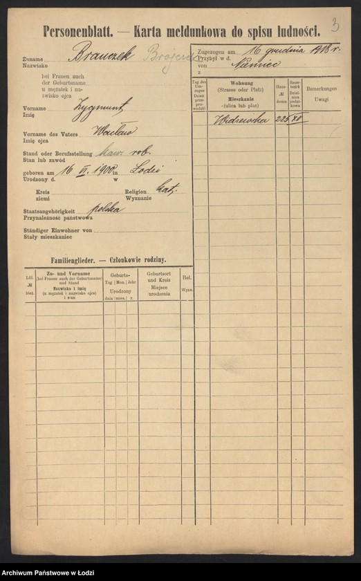 Obraz 5 z jednostki "[Spis ludności Łodzi] Broiński - Brot"