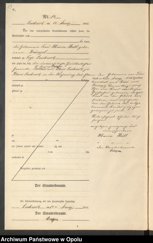 image.from.unit.number "Sterbe-Neben-Register Standes-Amt Leubusch 1892"