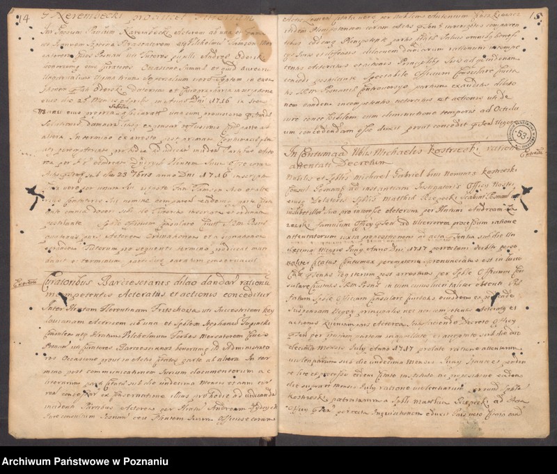 Obraz 10 z jednostki "Protocollon spectabilis officii consularis civitatis SRMtis Posnaniae ab anno Domini 1719 sub felicibus auspiciis nobilis Joannis Eyberle praesidentis civitatis eiusdem."