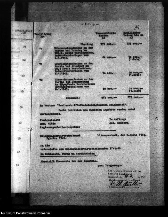 Obraz 15 z jednostki "Endabrechnung der Massnahme Warthedeichschliessung bei Wasserdamm (Dobrow), Kreis Warthbrücken"