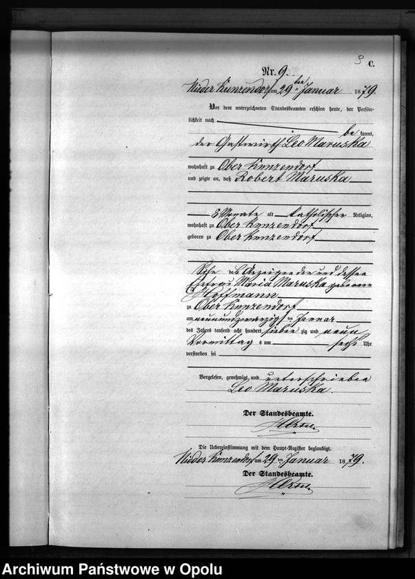 Obraz 12 z jednostki "Sterbe-Neben-Register Standesamts Kunzendorf pro 1879"