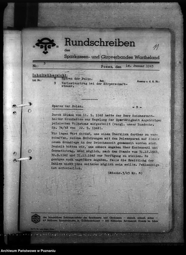 Obraz 15 z jednostki "Rundschreiben des Sparkassen- und Giroverbandes Wartheland"