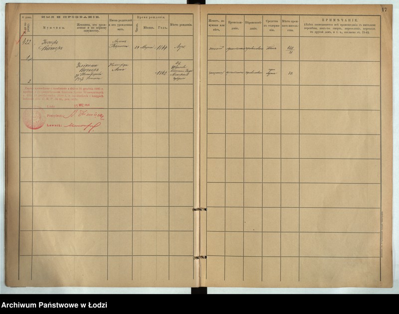 Obraz 14 z jednostki "[Księga ludności stałej m. Łodzi guberni piotrkowskiej nr domu 422-425]"