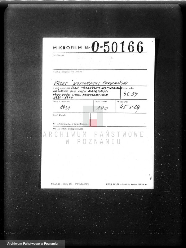 Obraz 2 z jednostki "Plan urządzenia gospodarstwa leśnego dla lasu majętności Nowy Dwór w powiecie nowotomyskim 1930-1940"