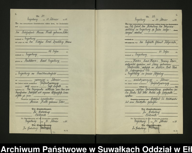 image.from.unit.number "[Sterbe - Register (Neben - Register) Standesamt Angerburg einschl. der Bezirke Gross Strengeln, Kehlen und Prinowen]"