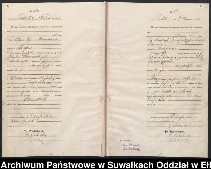 image.from.unit.number "Geburts-Haupt-Register des Königlichen Preussischen Standes-Amtes Belzonzen Kreis Johannisburg"