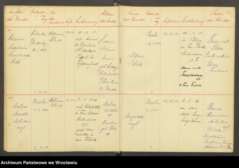 image.from.unit.number "Aufnahmebücher des früh. Kiserl. Kinderheims in Gräbschen"