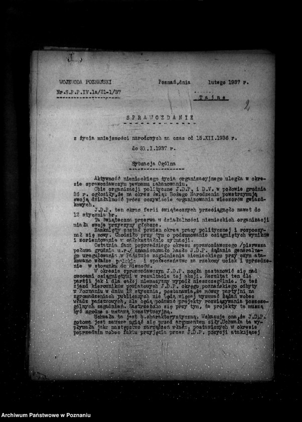 Obraz 6 z jednostki "Sprawozdania z życia mniejszości narodowych za czas od 15 grudnia 1936 r. do 31 maja 1937 r."
