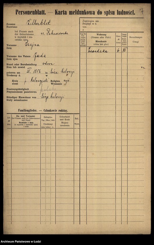 image.from.unit.number "[Spis ludności Łodzi] Zilberblatt - Zilberszpic"