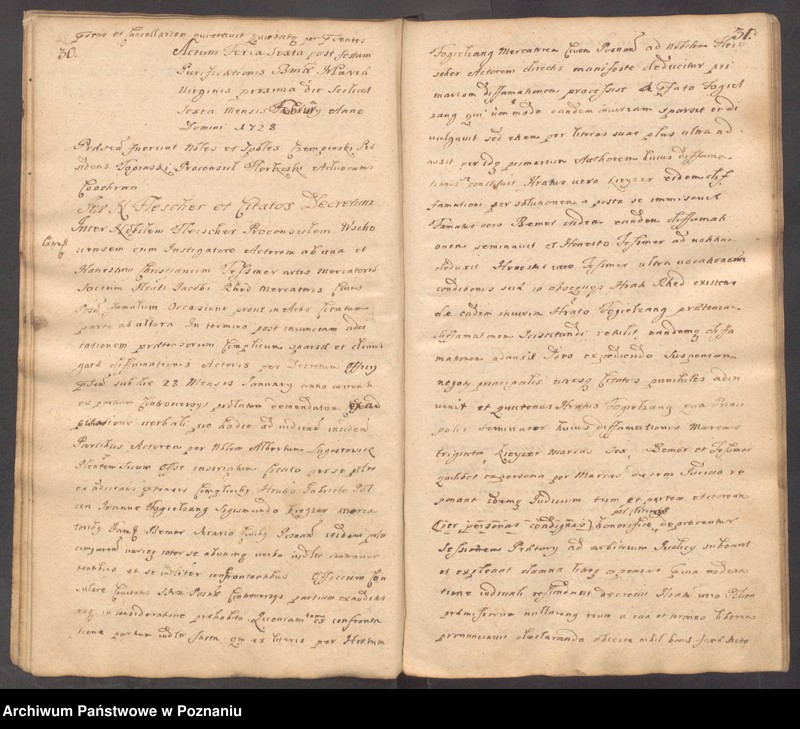 Obraz 20 z jednostki "Protocollon nobilis officii consularis civitatis SR.Mtis Posnaniae incipit ab anno 1728 sub felici regimine nobilis et spectabilis domini Michaelis Czempiński proconsulis praesidentis eiusdem civitatis ..."