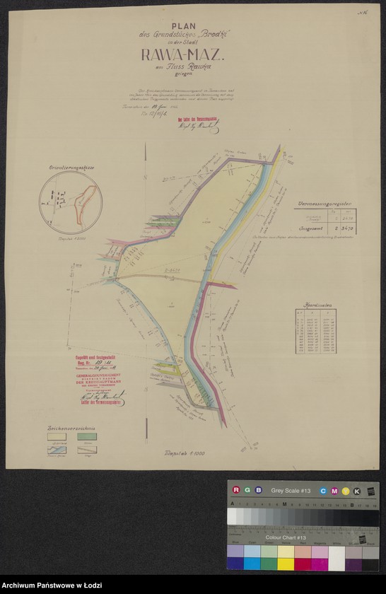 Obraz 1 z jednostki "Plan des Grundstückes "Brodki" in der Stadt Rawa-Mazowiecka am Fluss Rawka gelegen"