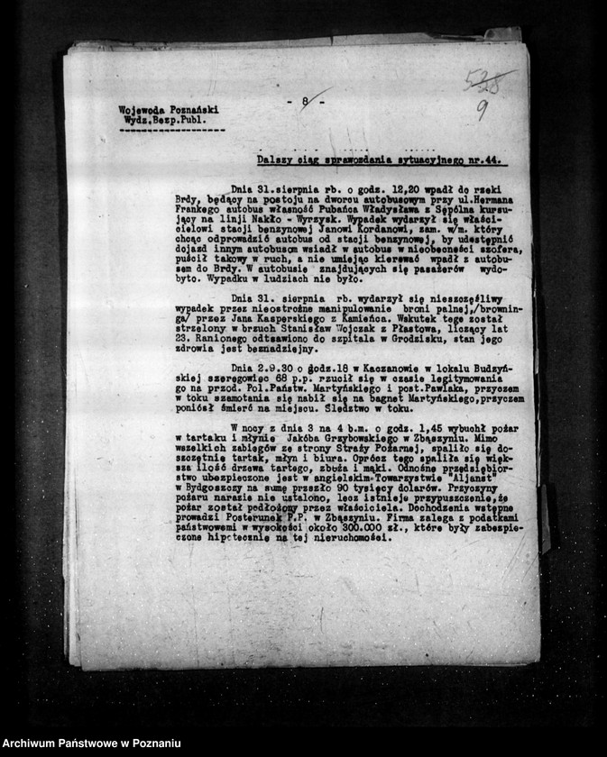 Obraz 14 z jednostki "Sprawozdania sytuacyjne tygodniowe za czas od 31 sierpnia do 2 października 1930 r. /44-48/"