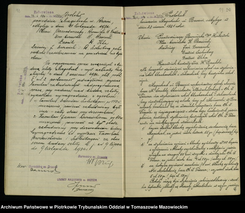 image.from.unit.number "Księga protokołów posiedzeń Magistratu [miasta] Brzezin w sprawie budowy szkoły powsz[echnej]"