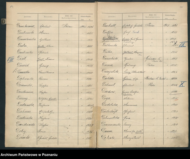 Obraz 13 z jednostki "Spis alfabetyczny urodzeń za 1907"