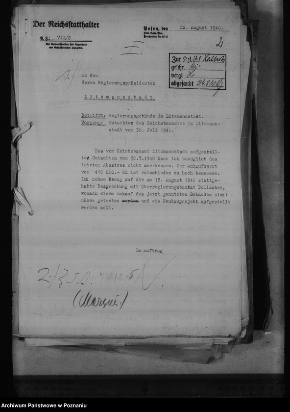 Obraz 8 z jednostki "Regierungsgebäude in Litzmannstadt - Łódź"