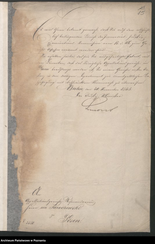 Obraz 19 z jednostki "A. betr. Gerichtsassessor Kasimir Josef Sewerin von Jarochowski /mit Privatbriefen an ihn/"