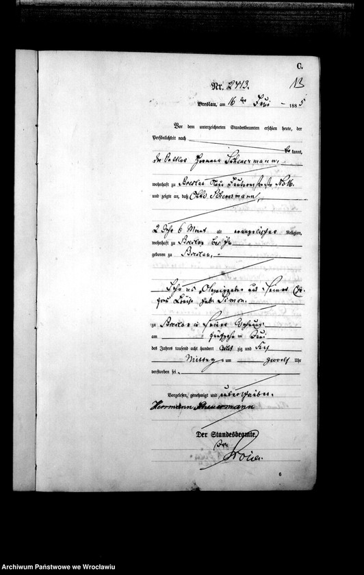 image.from.unit.number "Sterbe-Haupt-Register Breslau I 1885 Band 7"