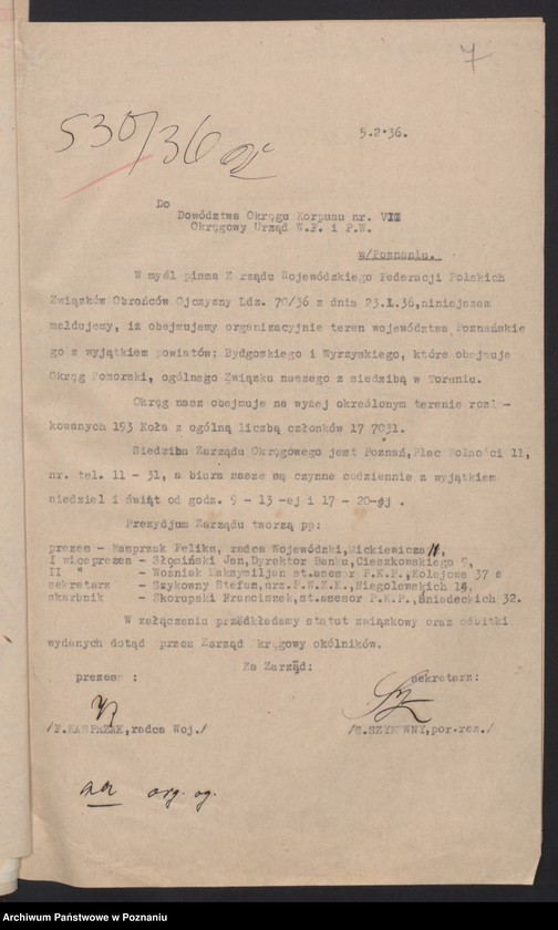 image.from.unit.number "Zarząd Okręgu Związku Weteranów Powstań Narodowych Rzeczypospolitej Polski i Związku Powstańców Wielkopolskich - korespondencja."