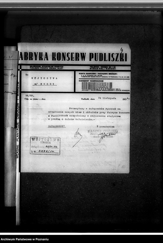 Obraz 8 z jednostki "Zatwierdzenie zakładu przemysłowego /rozbudowa fabryki konserw/ St. Fenrycha w Pudliszkach pow. gostyński"