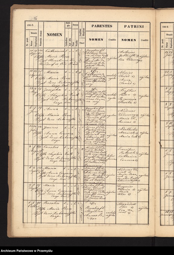 image.from.unit.number "[Kopie metryki urodzeń w parafii Cieszanów z lat 1864-1865]"