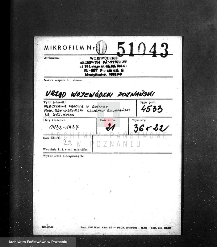 Obraz 2 z jednostki "Mleczarnia parowa w Sośnicy pow. krotoszyński Szczepan Szczepański nr woj. kotła"