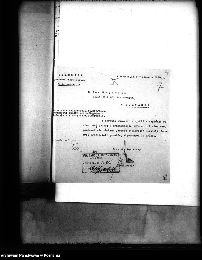 Obraz 12 z jednostki "Sprawy prawne spółek wodnych i melioracyjnych w powiecie obornickim"