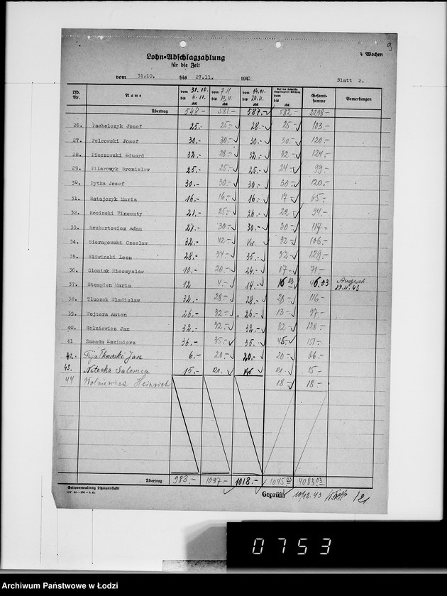 Obraz 13 z jednostki "Abschlag-Listen"