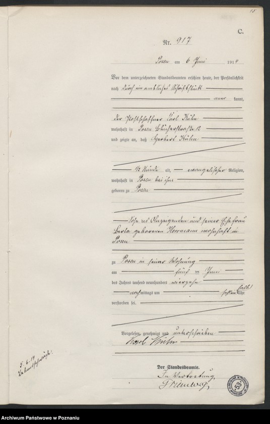 Obraz 16 z jednostki "Księga miejscowa zgonów tom III [Rejestr główny zgonów]"