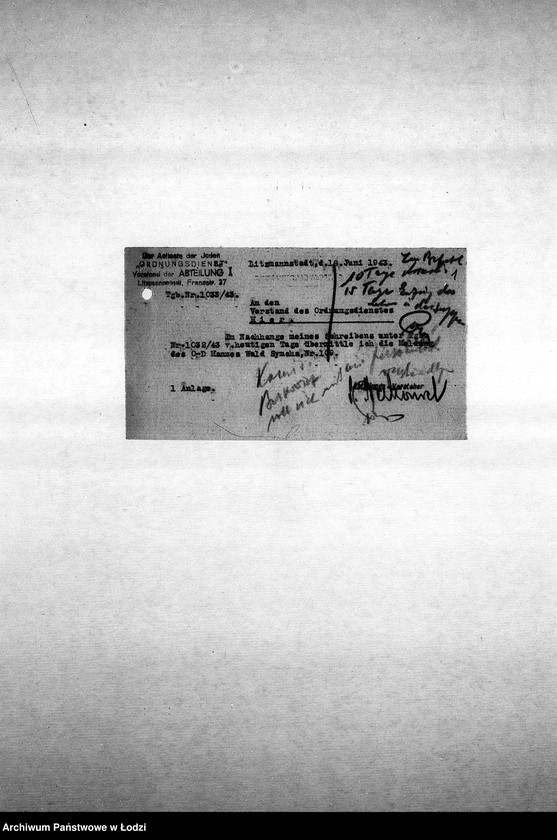 Obraz 4 z jednostki "[Korespondencja Komendy z policją niemiecką oraz rewirami gettowymi na temat różnych wydarzeń w getcie]"