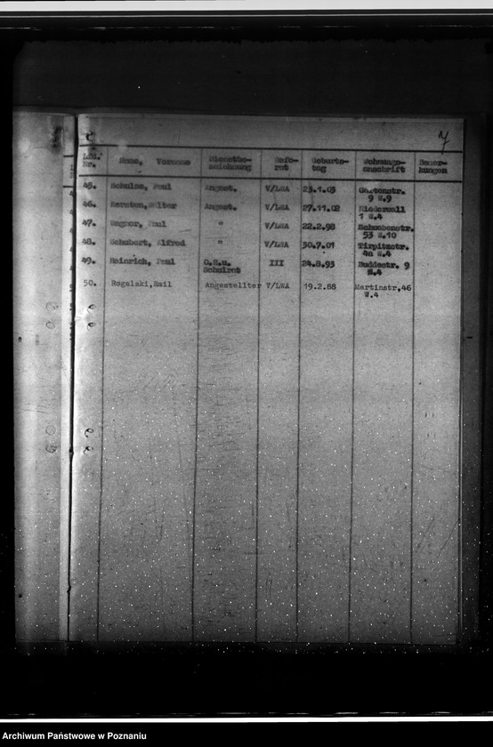 Obraz 11 z jednostki "Nachweisung der Gefolgschaftsmitglieder für den Nachtdienst"