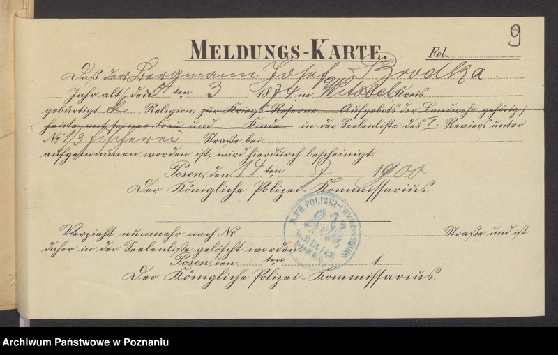 Obraz 11 z jednostki "Die von den Verlobten beigebrachten Urkunden zur Eheschliessung pro 1900"